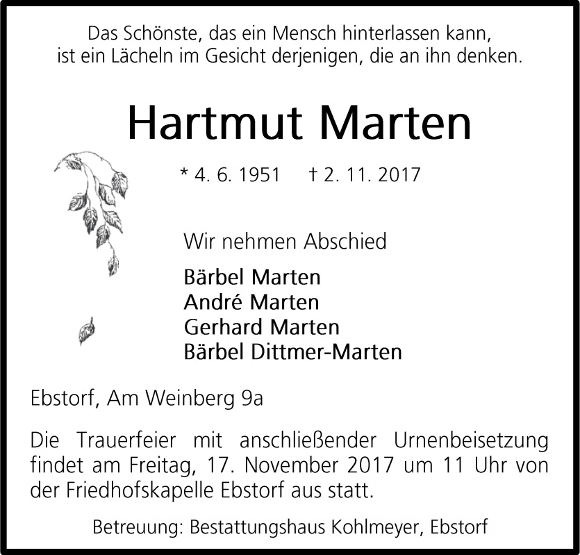 Beerdigung Ebstorf